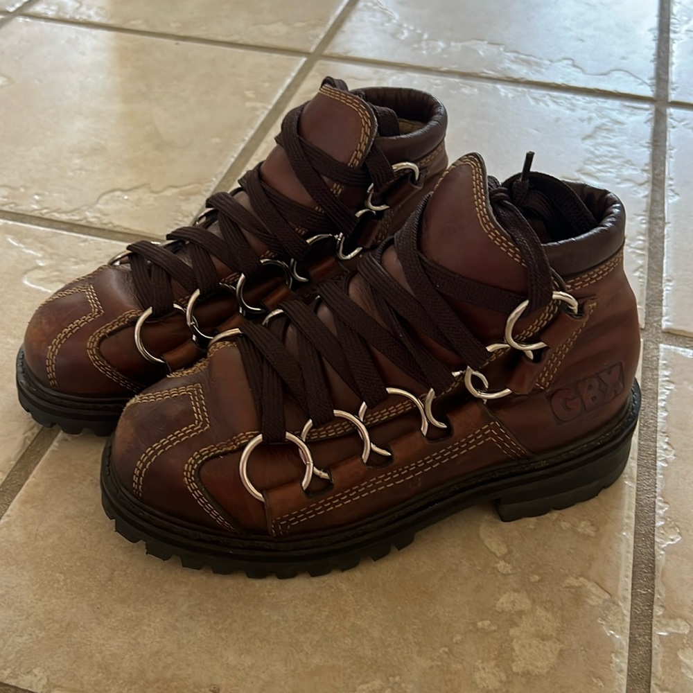 VINTAGE GBX CHUNKY SOLE RING LACE BOOTS BIKER GOTH RAVE